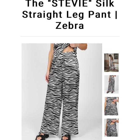 Brunette The Label “Stevie” straight leg silk zebra pants. NWT - Picture 6 of 6